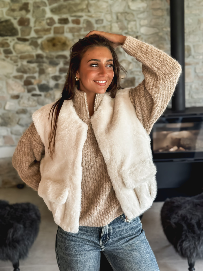 Veste sans manches Roselyne - Beige