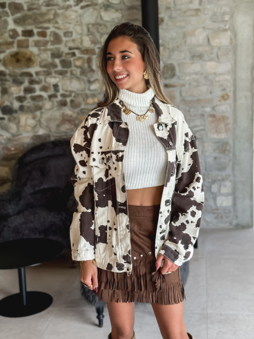 Veste à motif Irena - Beige/Chocolat