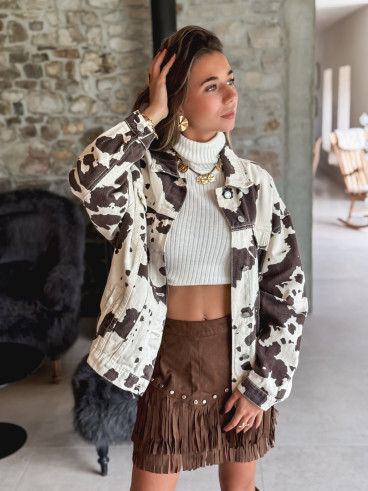 Veste à motif Irena - Beige/Chocolat
