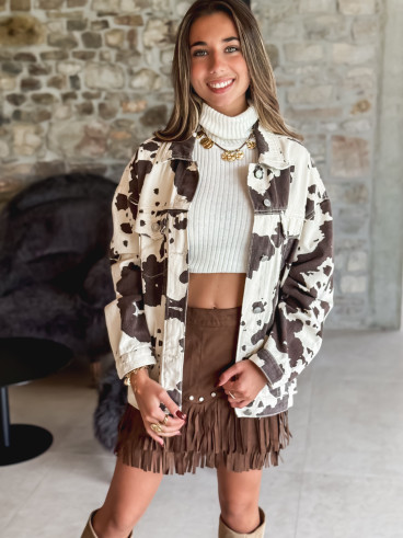Veste à motif Irena - Beige/Chocolat