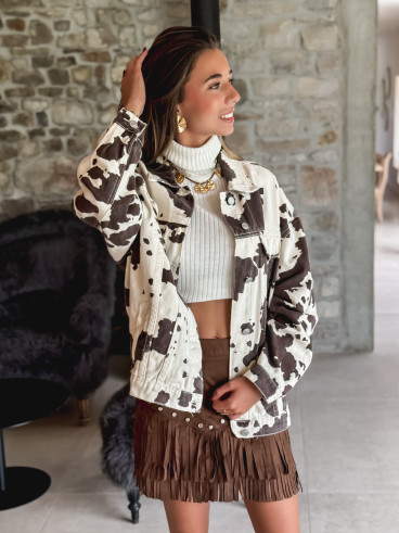 Veste à motif Irena - Beige/Chocolat
