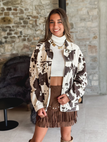 Veste à motif Irena - Beige/Chocolat