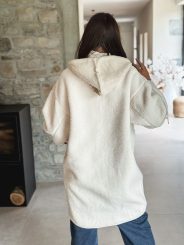 Manteau long teddy Danaëlle - Ecru
