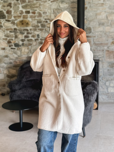 Manteau long teddy Danaëlle - Ecru