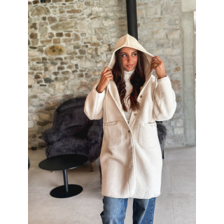 Manteau long teddy Danaëlle - Ecru