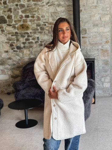 Manteau long teddy Danaëlle - Ecru