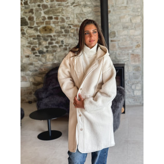 Manteau long teddy Danaëlle - Ecru