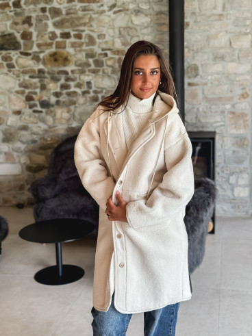 Manteau long teddy Danaëlle - Ecru
