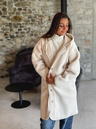 Manteau long teddy Danaëlle - Ecru