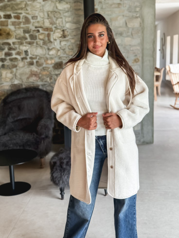 Manteau long teddy Danaëlle - Ecru