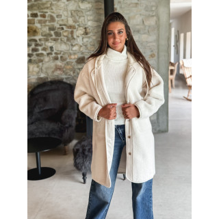 Manteau long teddy Danaëlle - Ecru