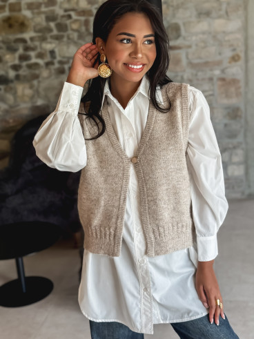Gilet sans manches Aélie - Beige