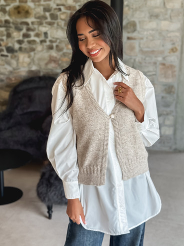 Gilet sans manches Aélie - Beige