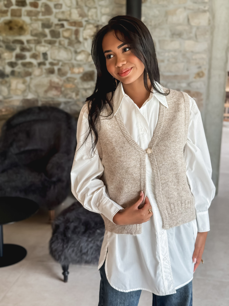 Gilet sans manches Aélie - Beige