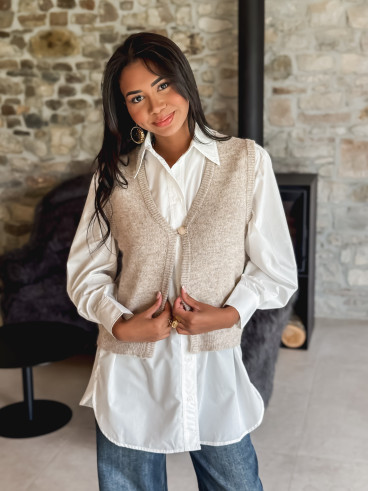 Gilet sans manches Aélie - Beige