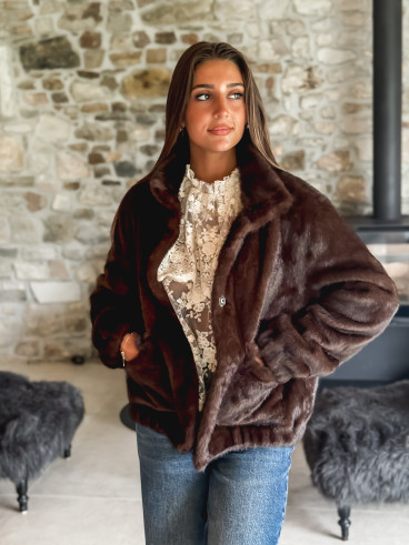 Veste en fausse fourrure Lorinne - Chocolat