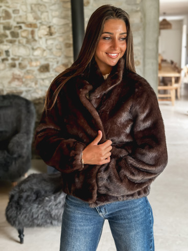 Veste en fausse fourrure Lorinne - Chocolat