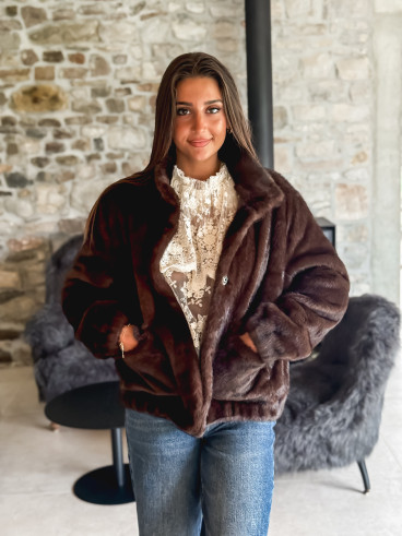 Veste en fausse fourrure Lorinne - Chocolat