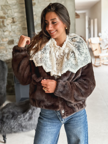 Veste en fausse fourrure Lorinne - Chocolat