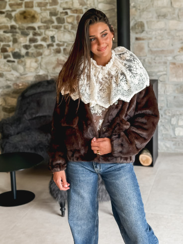 Veste en fausse fourrure Lorinne - Chocolat