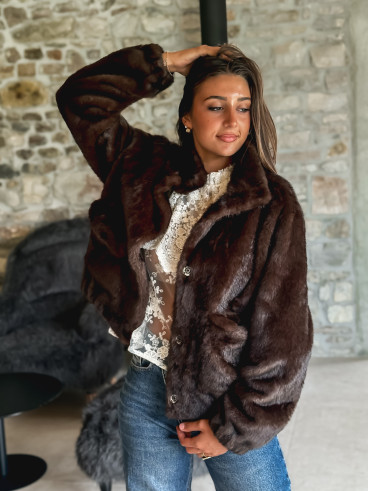 Veste en fausse fourrure Lorinne - Chocolat
