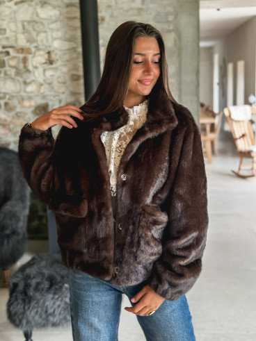 Veste en fausse fourrure Lorinne - Chocolat