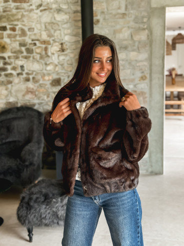 Veste en fausse fourrure Lorinne - Chocolat