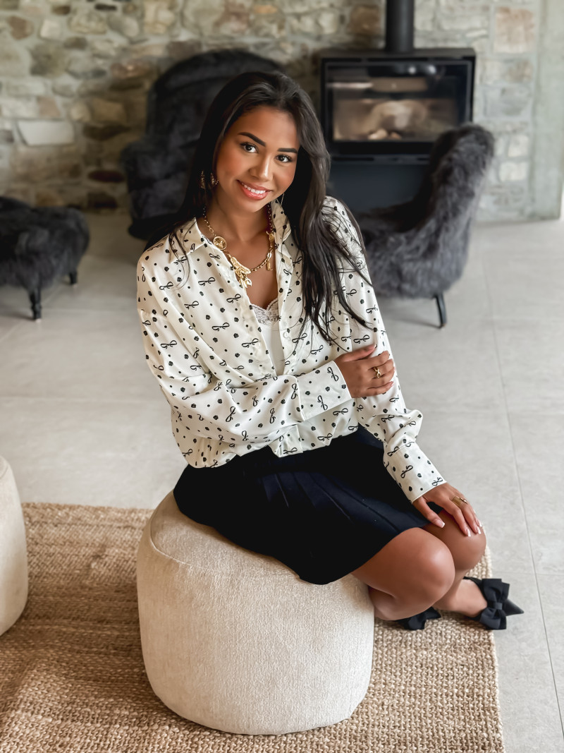 Chemise à motifs Zyra - Ecru