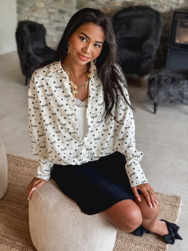 Chemise à motifs Zyra - Ecru