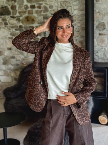 Blazer léopard Abéline - Chocolat