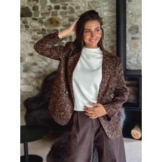 Blazer léopard Abéline - Chocolat
