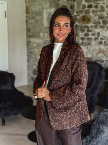 Blazer léopard Abéline - Chocolat
