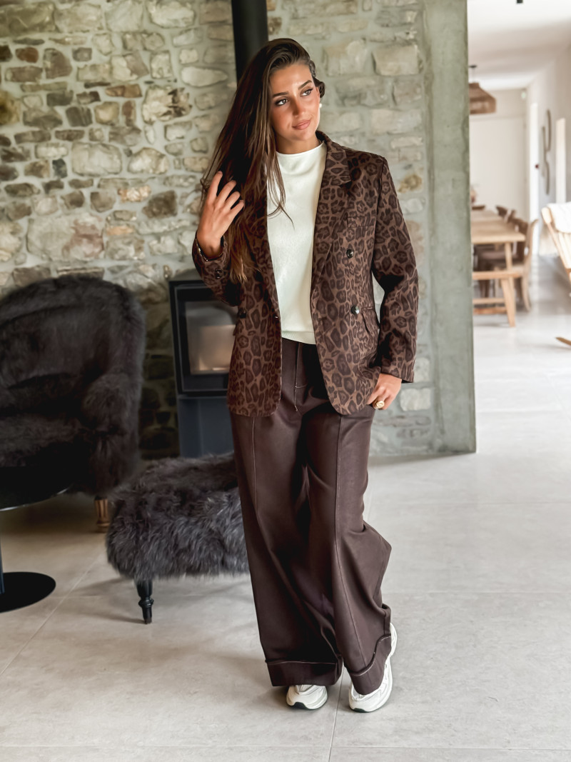 Blazer léopard Abéline - Chocolat