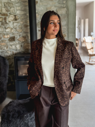 Blazer léopard Abéline - Chocolat