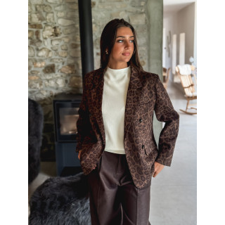 Blazer léopard Abéline - Chocolat