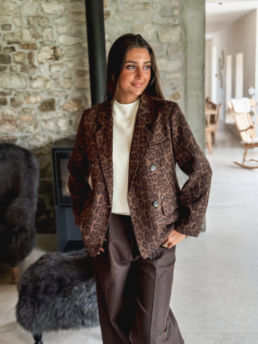 Blazer léopard Abéline - Chocolat