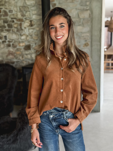 Chemise en velours Darlène - Camel