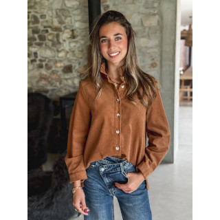 Chemise en velours Darlène - Camel