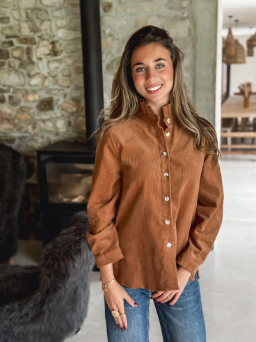 Chemise en velours Darlène - Camel