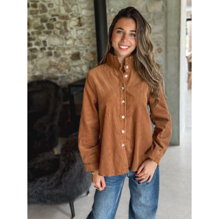 Chemise en velours Darlène - Camel