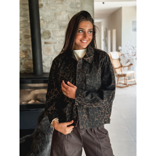 Veste léopard Efia - Noir/Chocolat