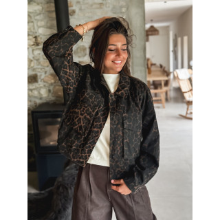 Veste léopard Efia - Noir/Chocolat