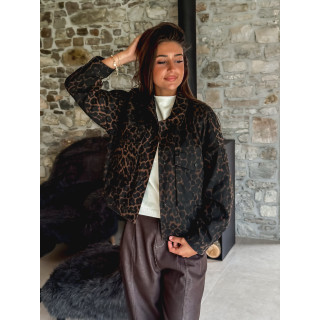 Veste léopard Efia - Noir/Chocolat