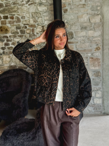 Veste léopard Efia - Noir/Chocolat