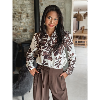 Chemise à motifs Jaimie - Ecru/Chocolat