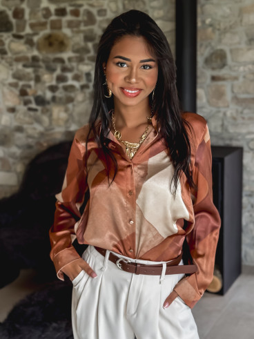 Chemise à motifs Aurea - Camel