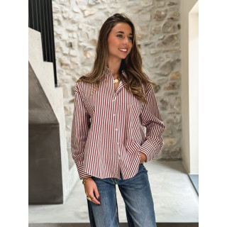 Chemise lignée Ingrid - Bordeaux/Blanc