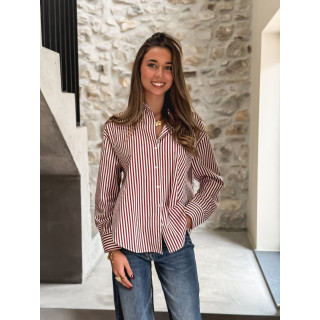 Chemise lignée Ingrid - Bordeaux/Blanc