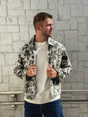 Veste à motifs Olivier - Kaki/Ecru