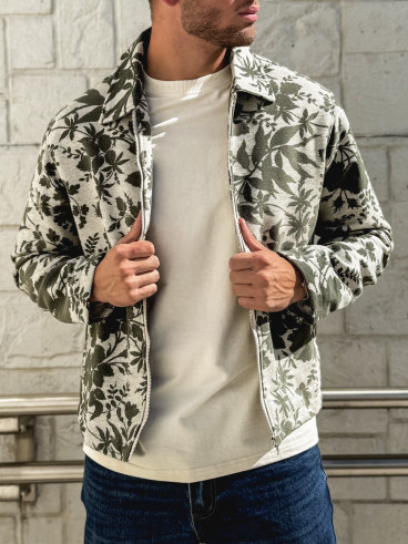 Veste à motifs Olivier - Kaki/Ecru
